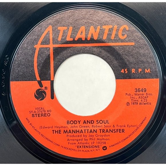 The Manhattan Transfer 45 Lot Body and Soul / Smile Again / Twilight Zone - Picture 3 of 9